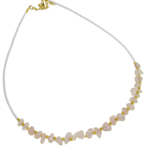 Pembe Kuvars (Quartz) Doğal Taş Kolye